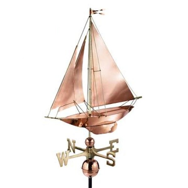 Copper Sail Boat Racing Sloop Weathervane Decorative Beach Homes